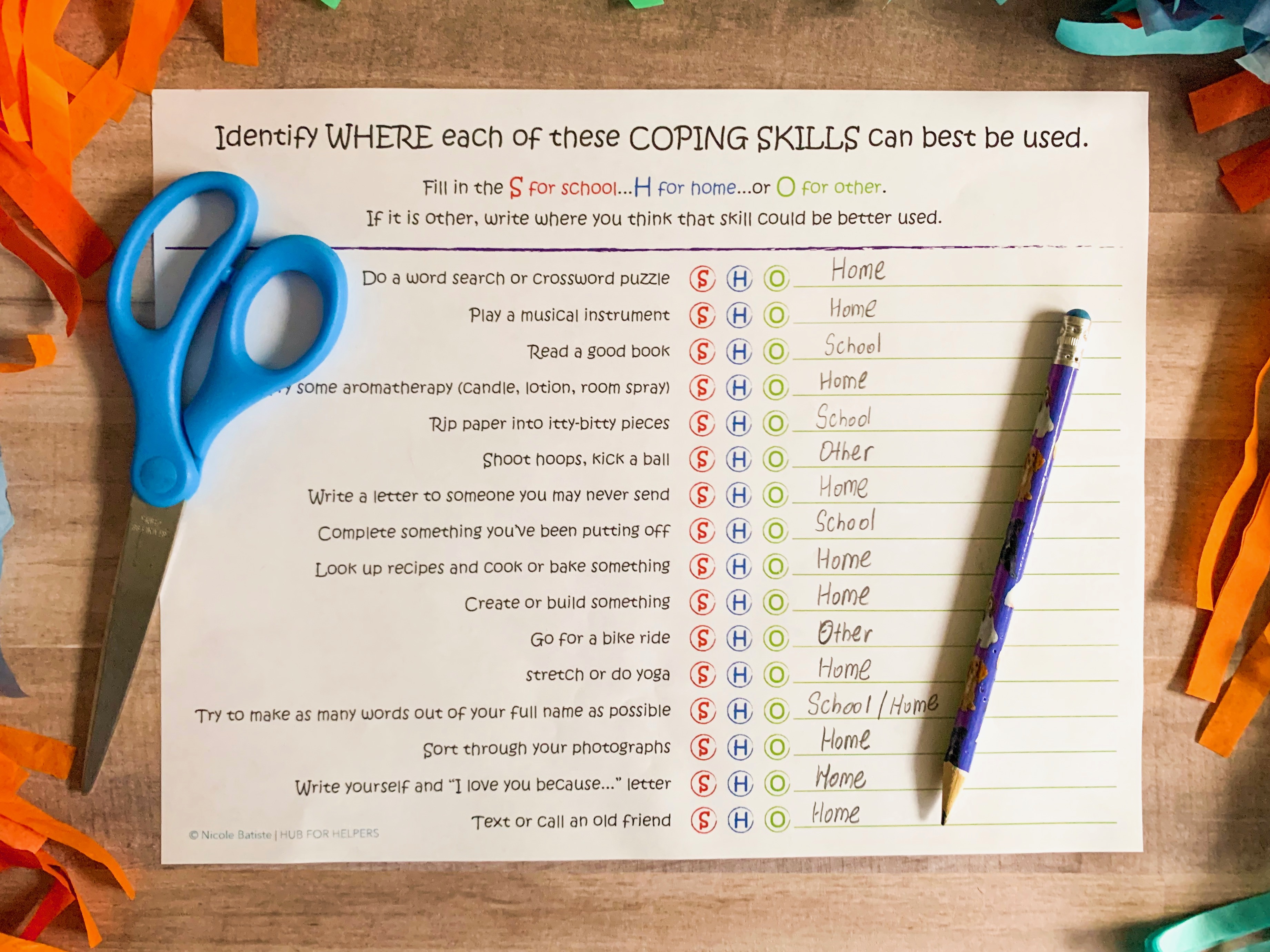 Cut a Coping Skill Hub For Helpers